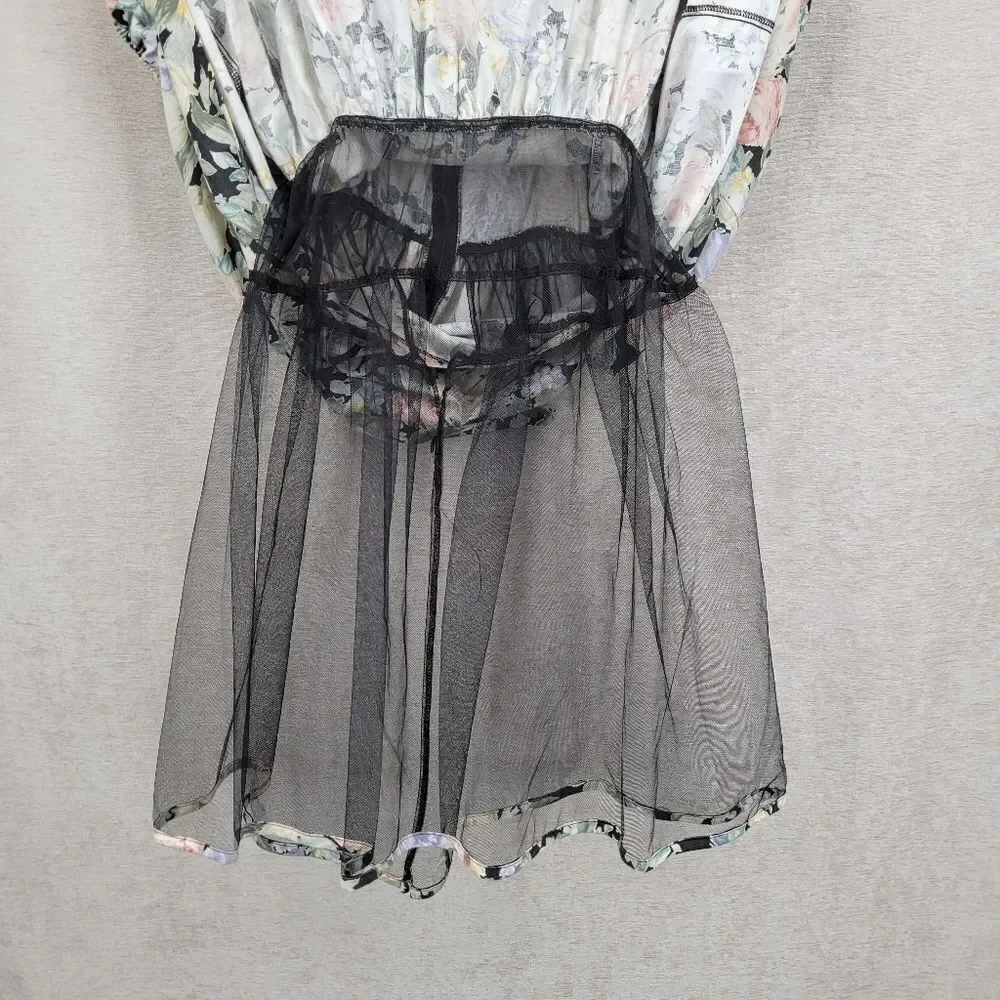 Impromptu 80s Vintage Floral Prom Puff Sleeve Dress Fitted Bodice